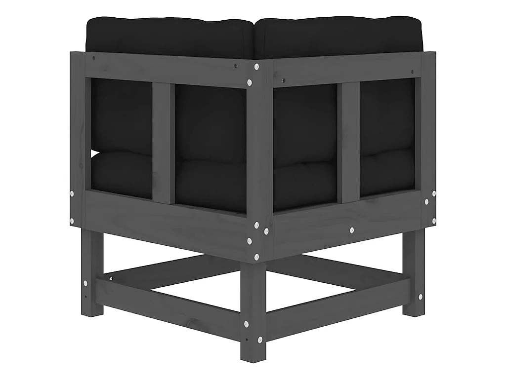 Ecksofas mit Kissen 2 Stk. Grau Massivholz Kiefer