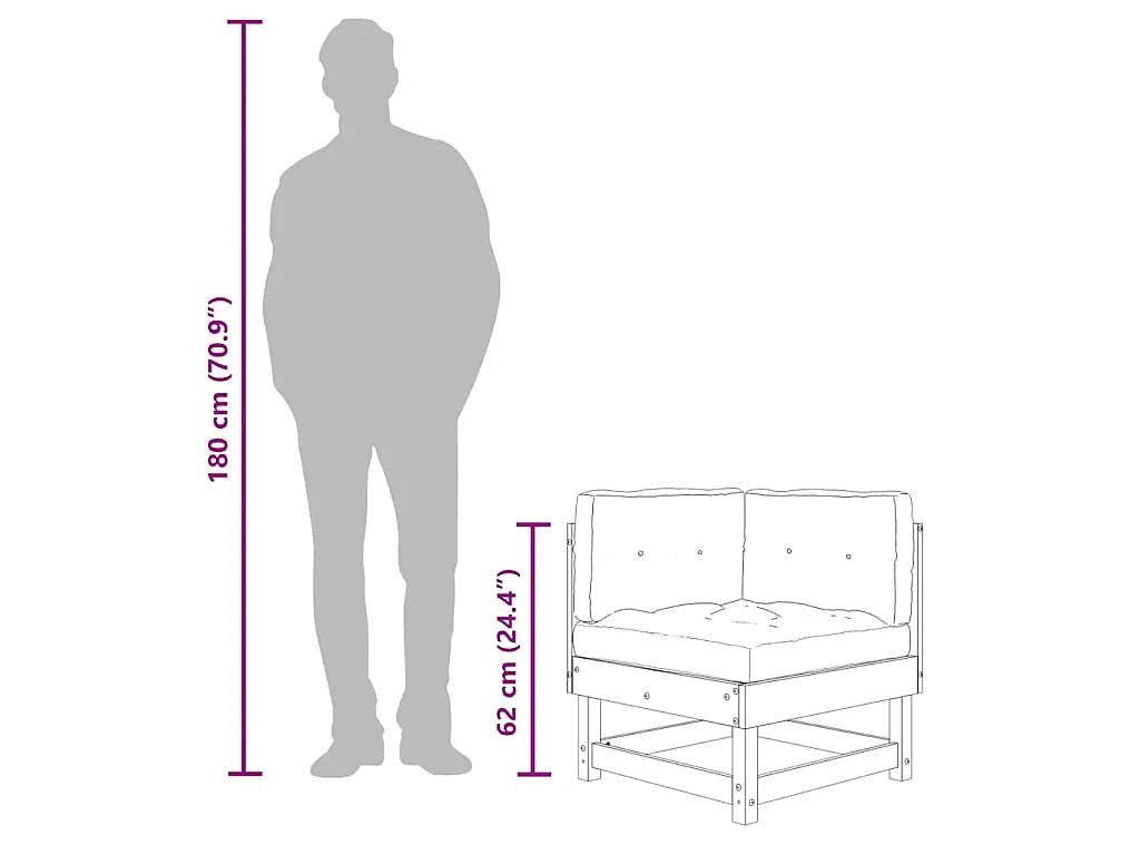 Ecksofas mit Kissen 2 Stk. Grau Massivholz Kiefer