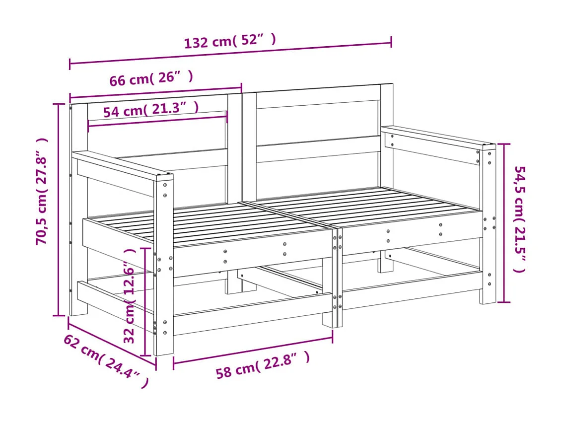 Canapés d'angle de jardin 2 pcs bois massif douglas