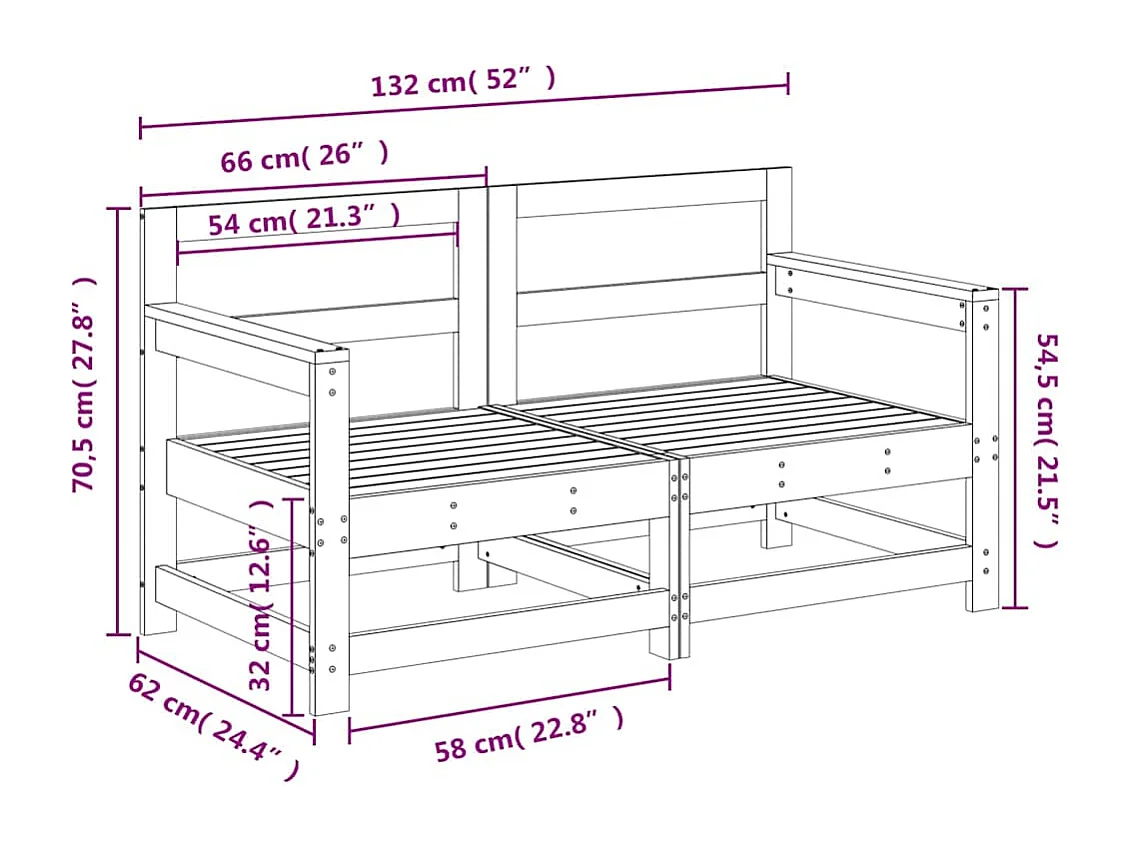 Canapés d'angle de jardin 2 pcs bois massif douglas