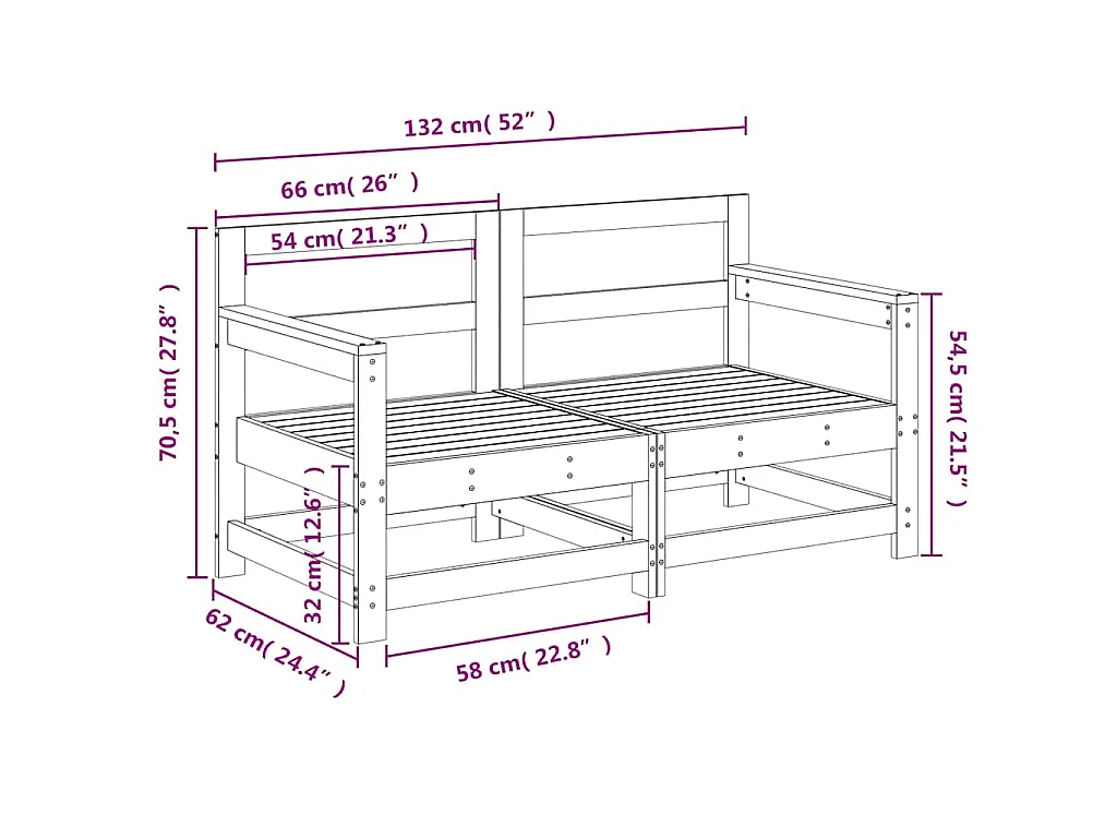 Garten-Ecksofas 2 Stk. Massivholz Douglasie