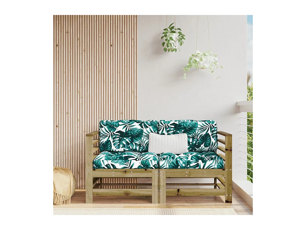 Ecksofas mit Kissen 2 Stk. Kiefernholz Imprägniert