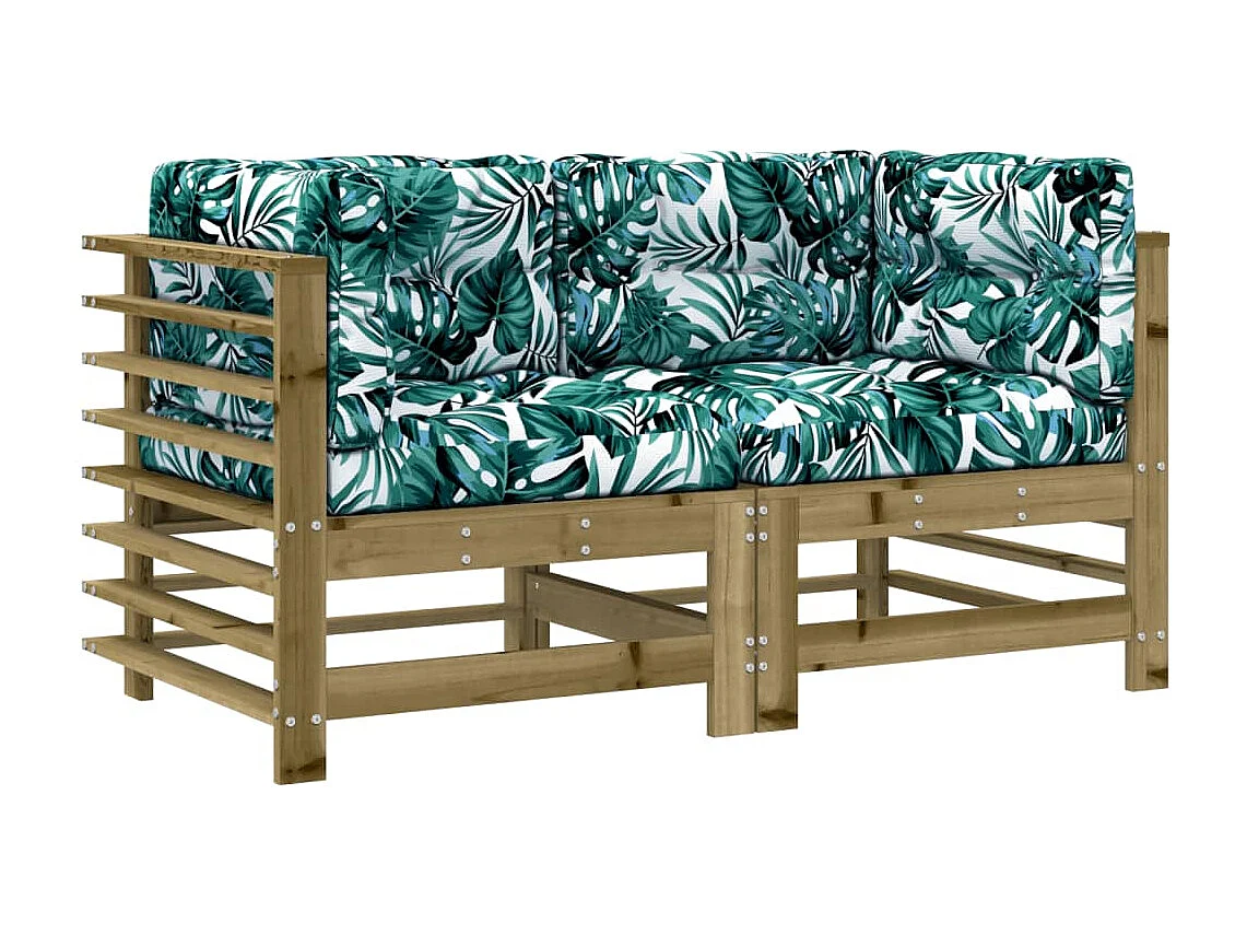 Canapés d'angle avec coussins 2 pcs bois de pin imprégné