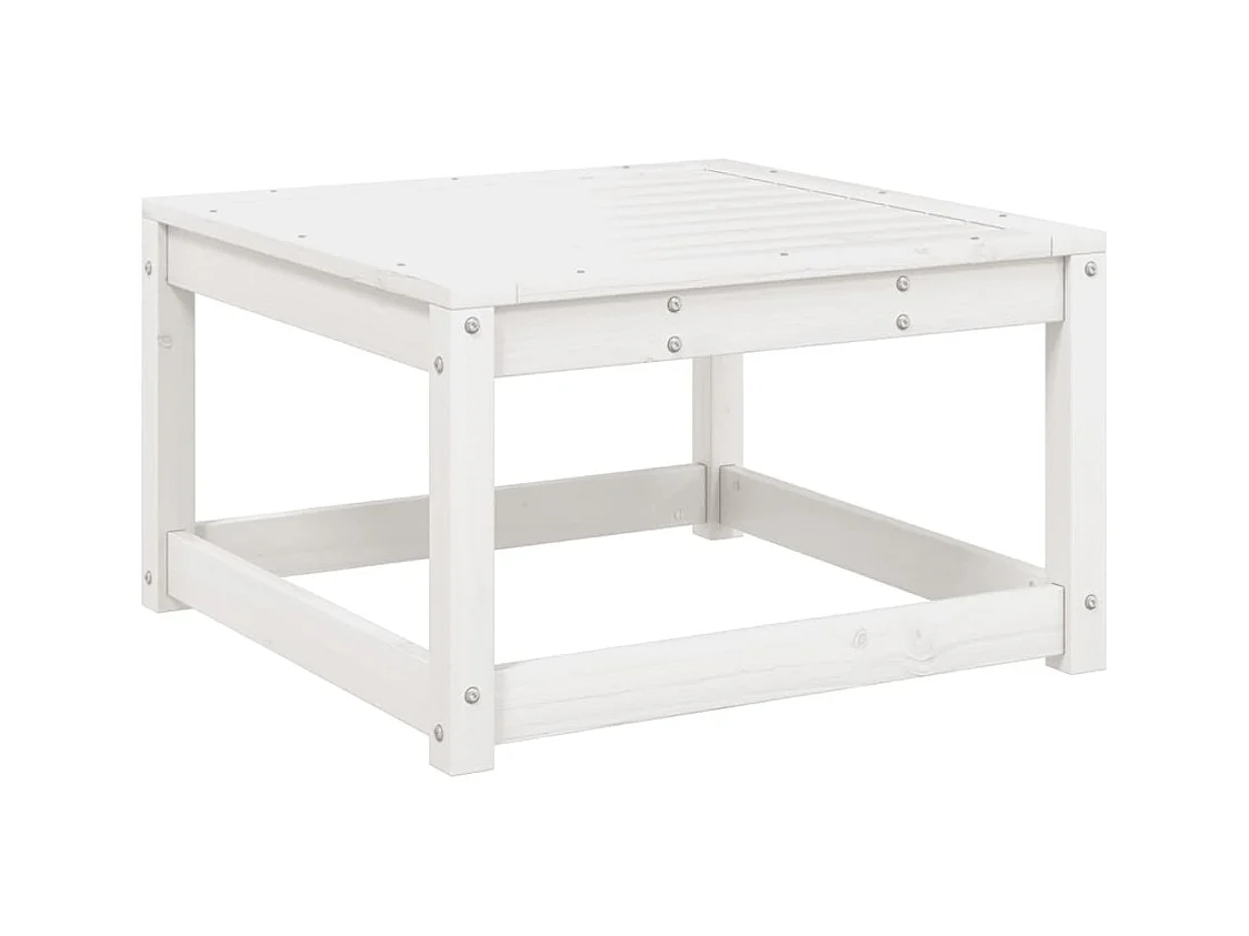 Repose-pied de jardin blanc bois de pin massif