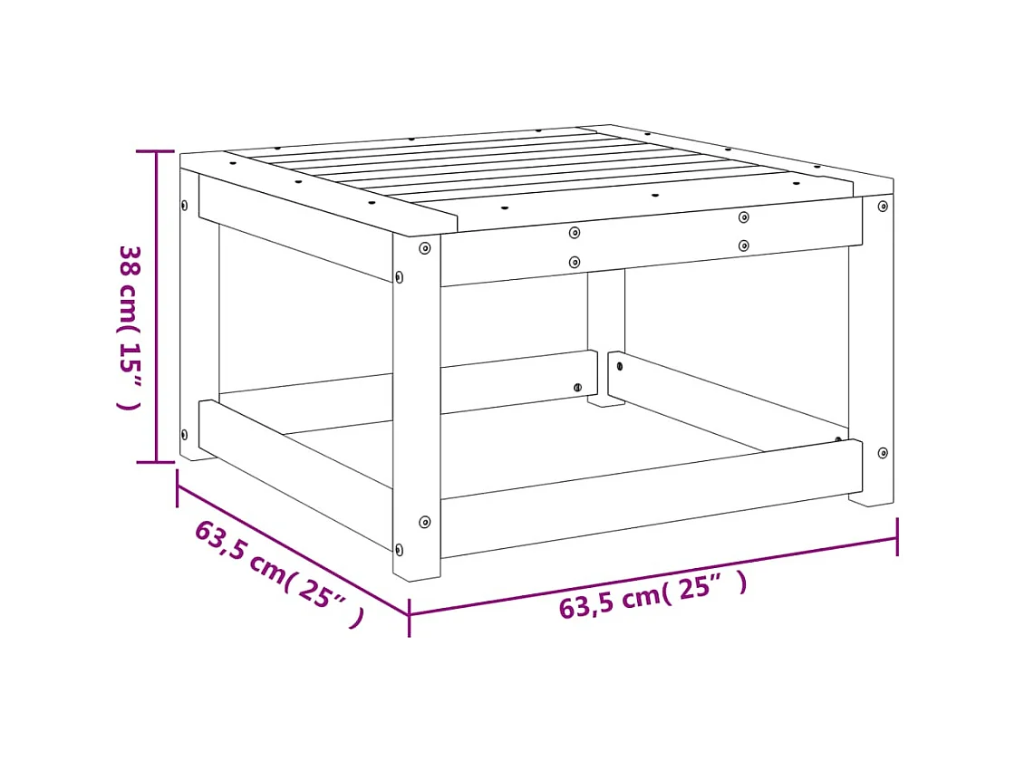 Repose-pied de jardin blanc bois de pin massif