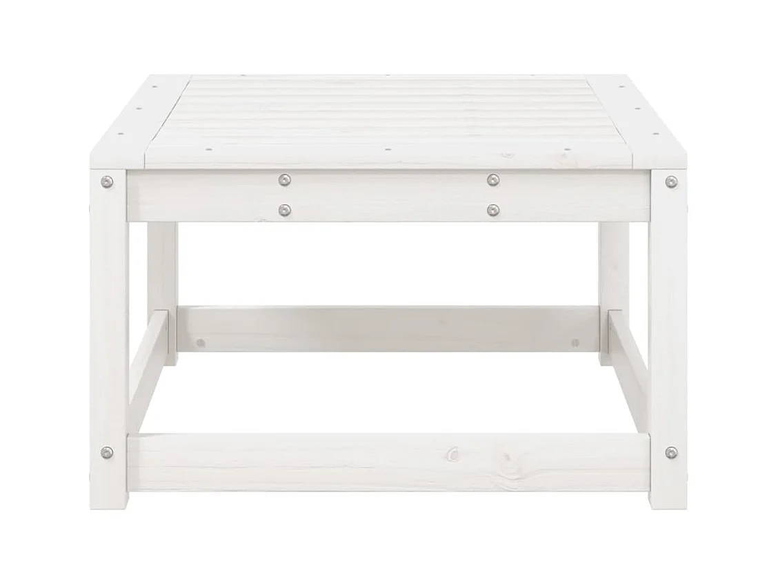 Repose-pied de jardin blanc bois de pin massif