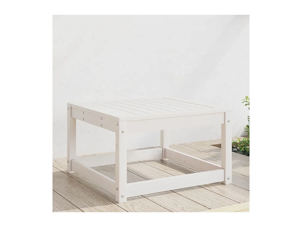 Apoio de pés para jardim madeira de pinho maciça branco
