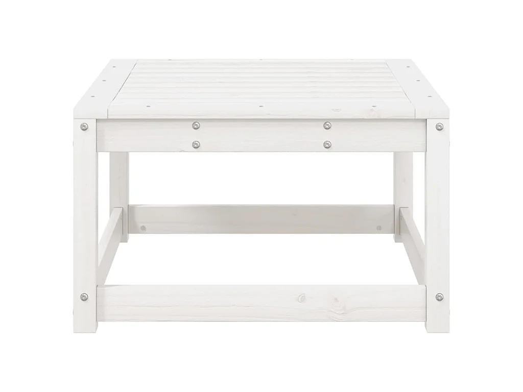 Repose-pied de jardin blanc bois de pin massif