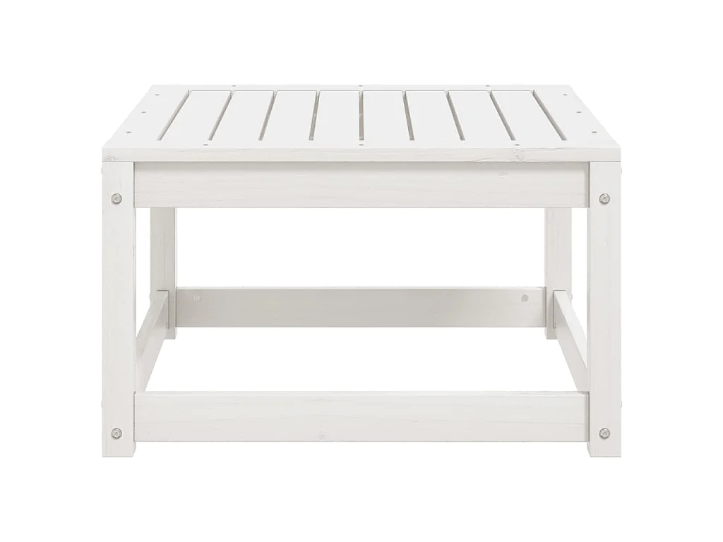 Repose-pied de jardin blanc bois de pin massif