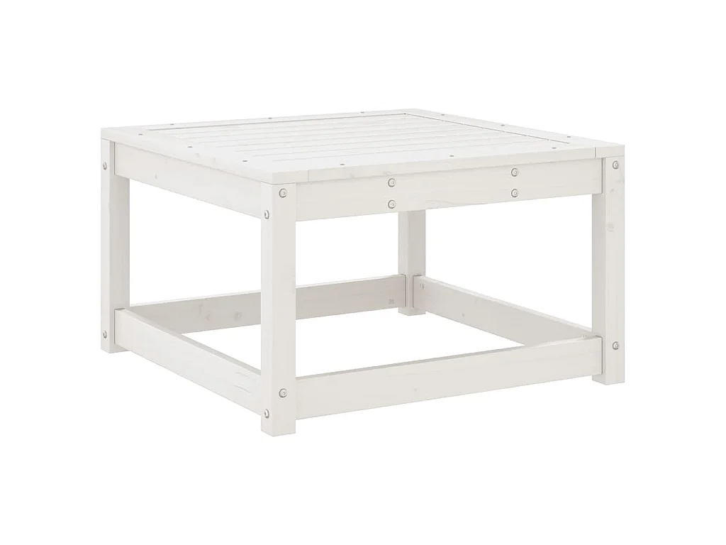 Repose-pied de jardin blanc bois de pin massif