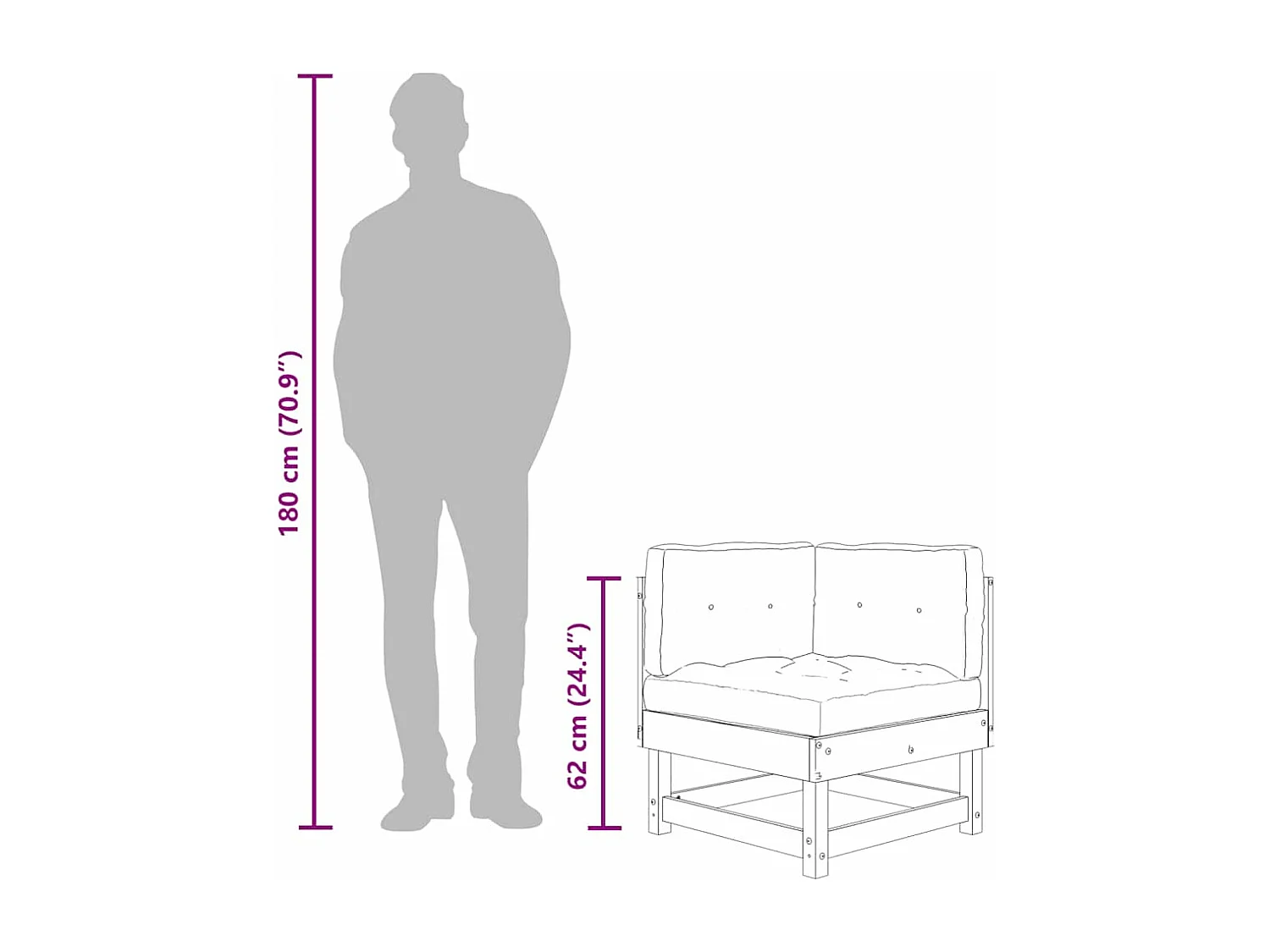 Ecksofa mit Kissen Massivholz Kiefer