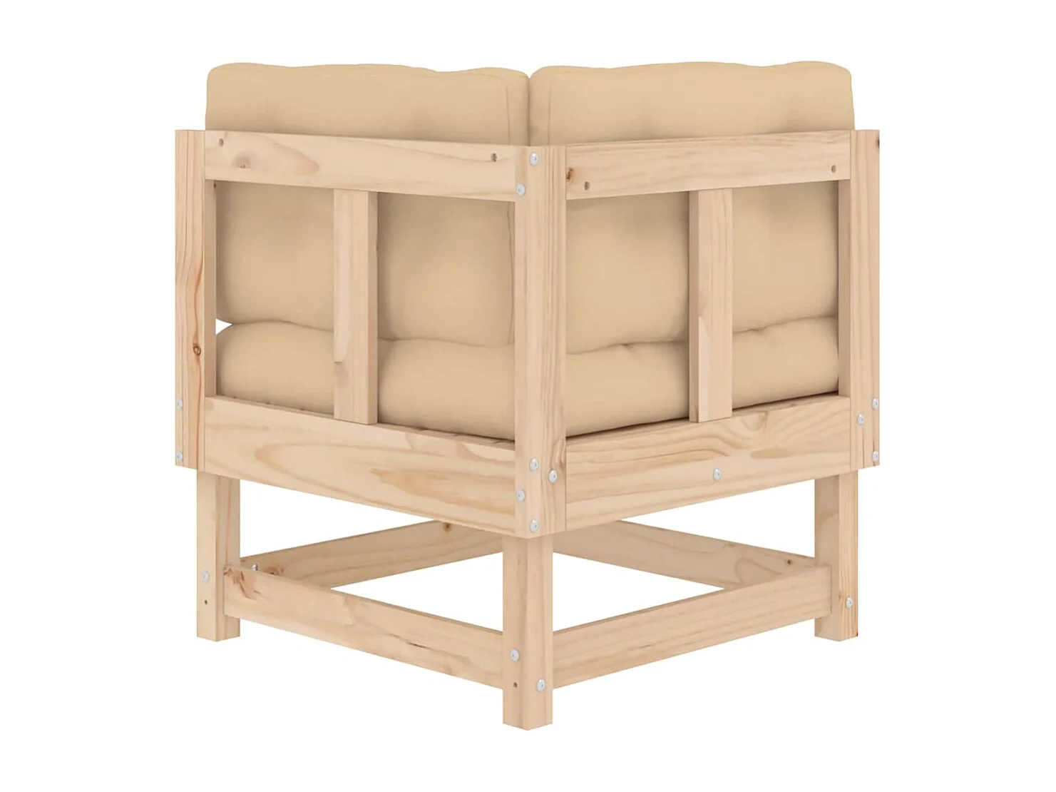 Canapé d'angle avec coussins bois de pin solide