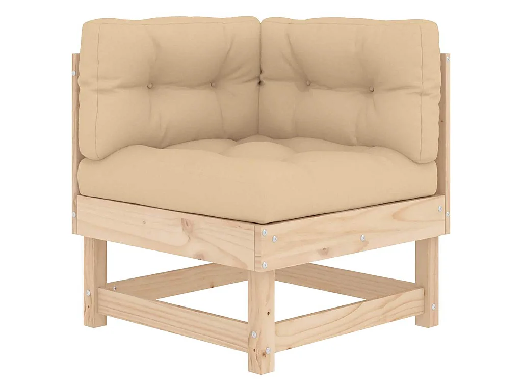 Ecksofa mit Kissen Massivholz Kiefer