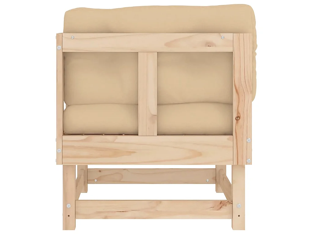 Canapé d'angle avec coussins bois de pin solide
