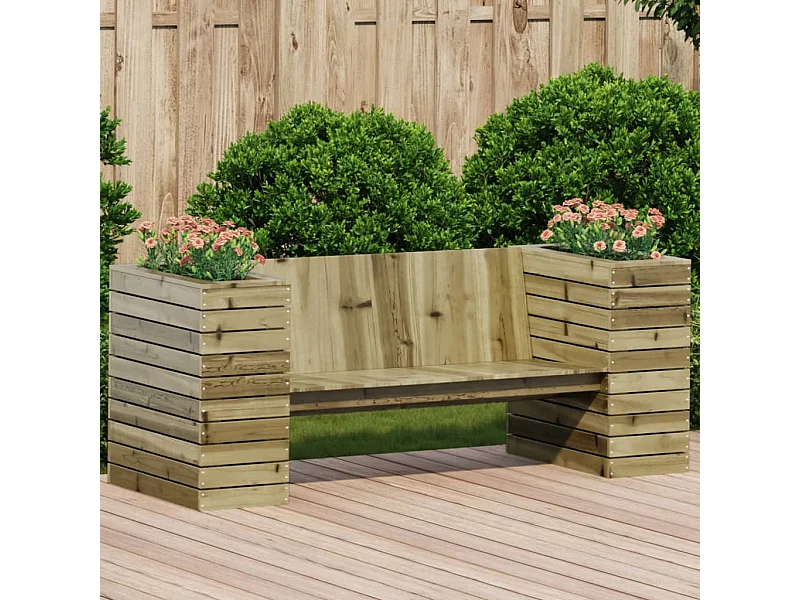 Gartenbank mit Pflanzkübeln 167,5x60x65 cm Kiefernholz