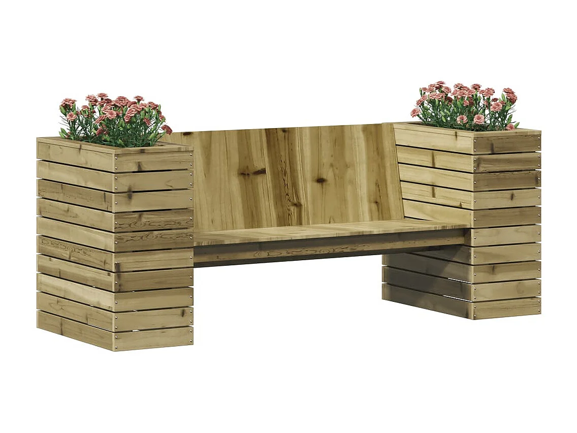 Banc avec jardinières 167,5x60x65 cm bois de pin imprégné