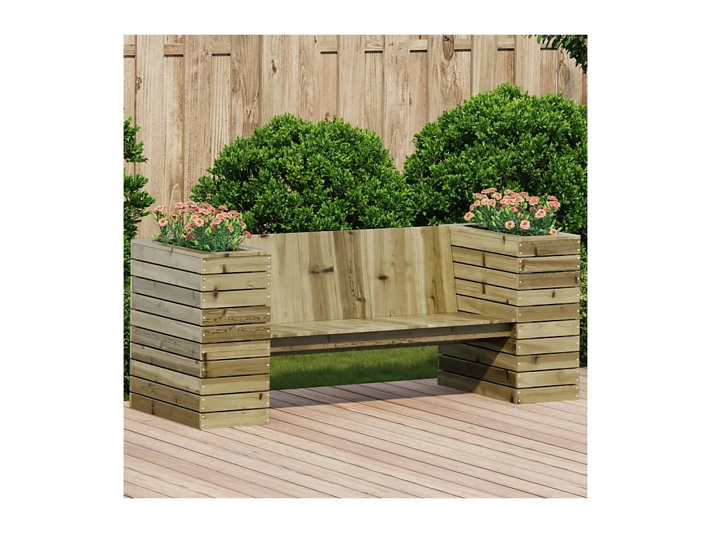Gartenbank mit Pflanzkübeln 167,5x60x65 cm Kiefernholz