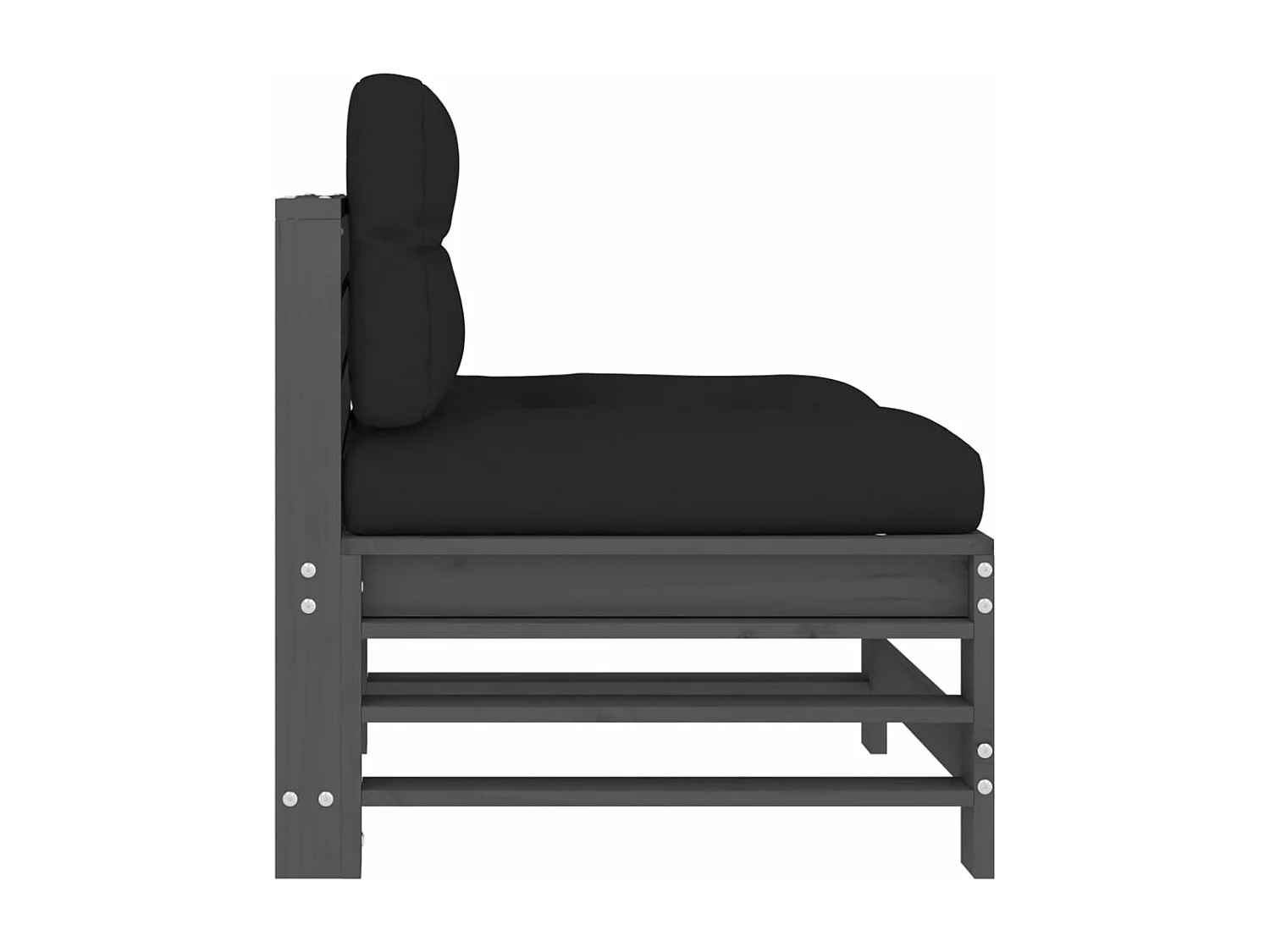 Canapé central avec coussins gris bois de pin massif