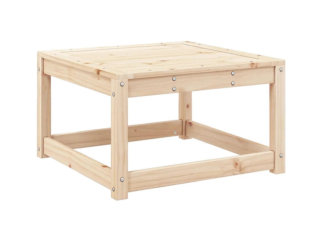 Poggiapiedi da Giardino con Cuscino in Legno Massello di Pino