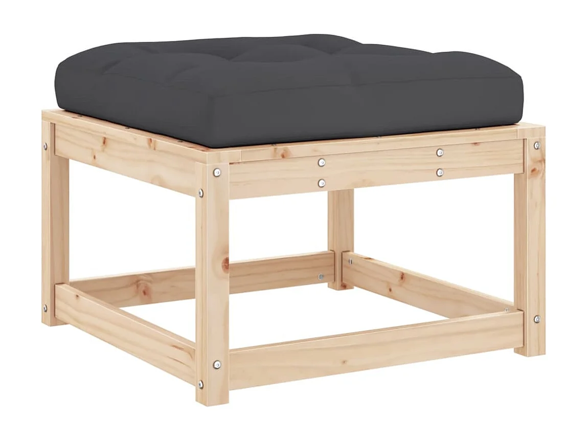 Repose-pied de jardin avec coussins bois de pin massif
