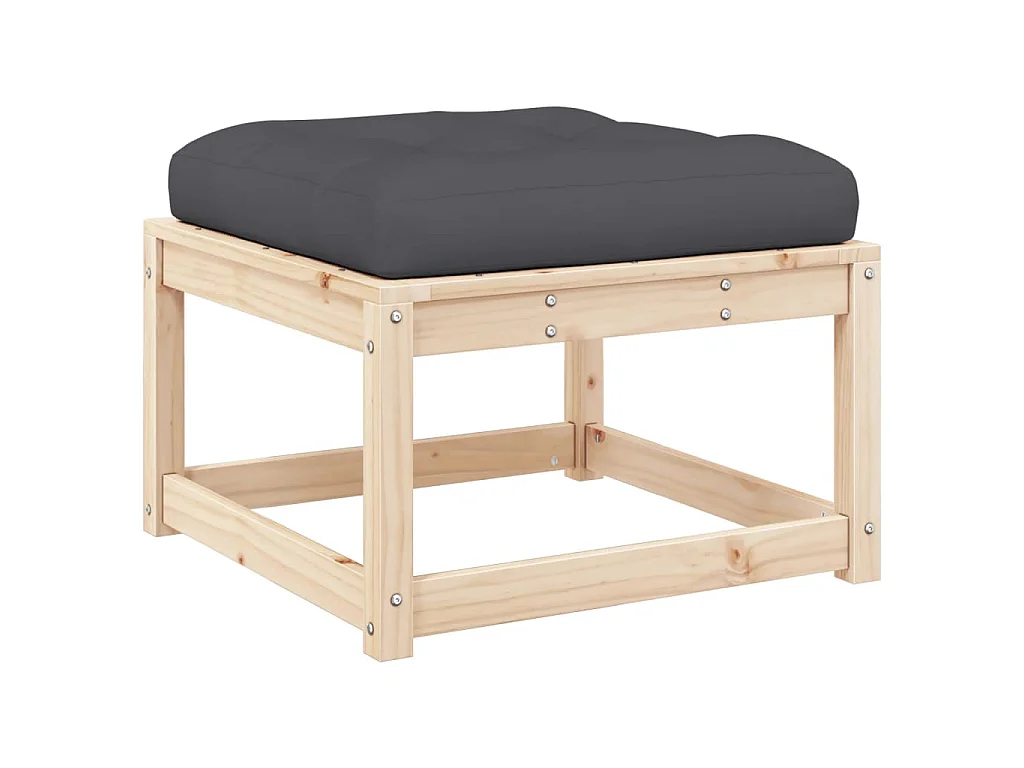 Repose-pied de jardin avec coussins bois de pin massif