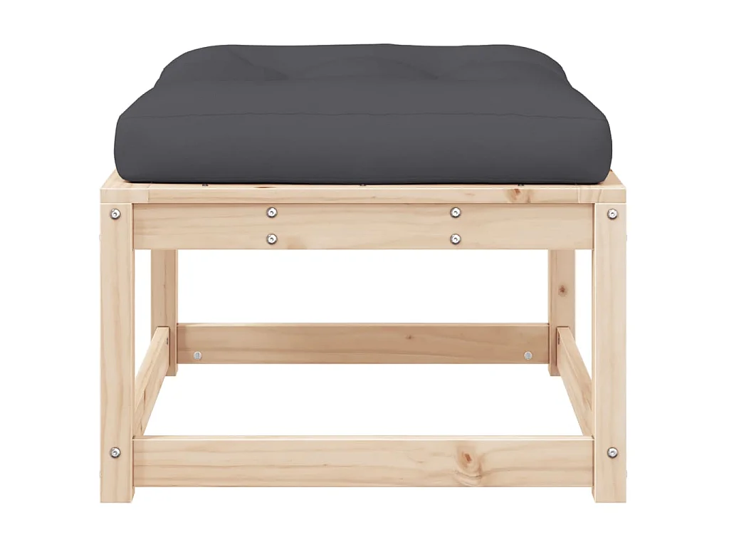 Repose-pied de jardin avec coussins bois de pin massif