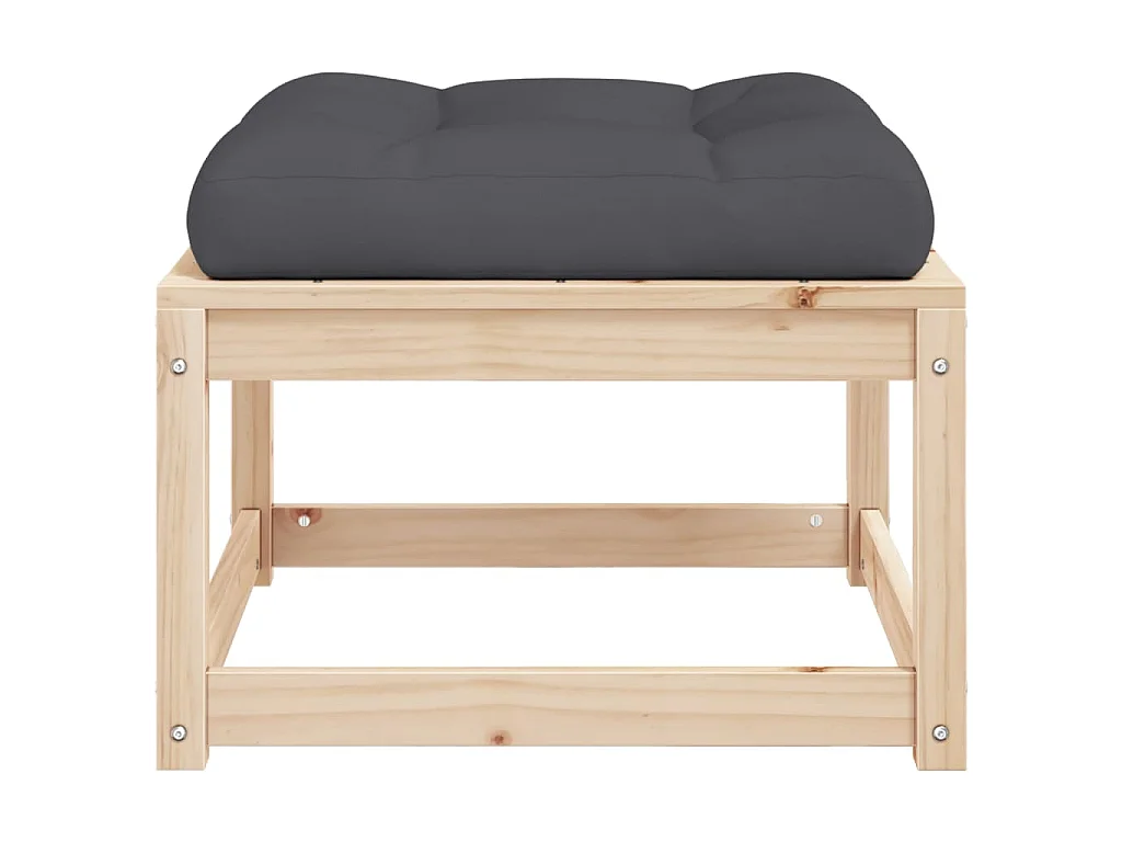 Repose-pied de jardin avec coussins bois de pin massif