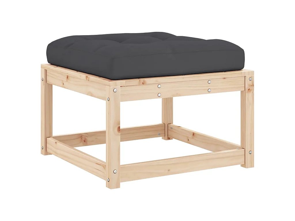 Repose-pied de jardin avec coussins bois de pin massif