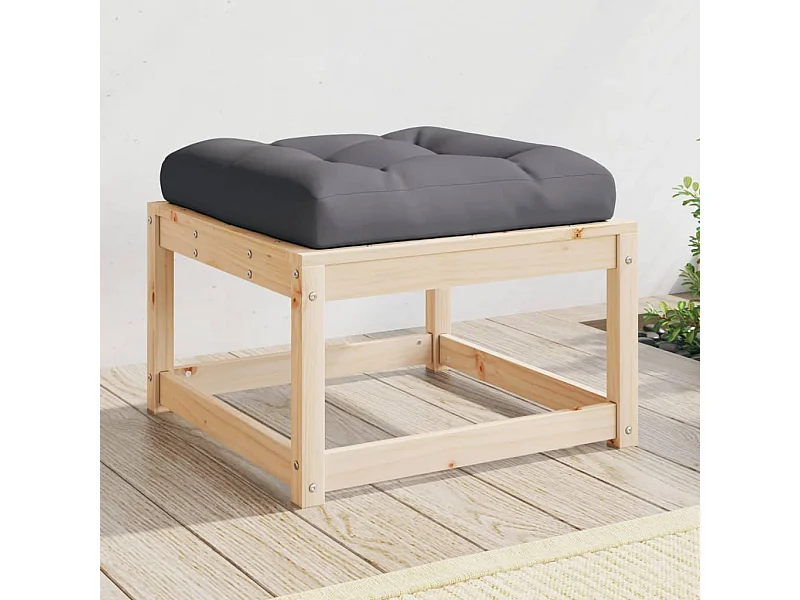 Taburete de jardín con cojín madera maciza de pino