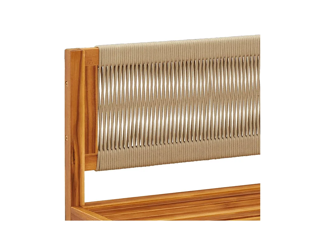 Ensemble de canapés de jardin 3 pièces avec coussins, bois d'acacia et corde,