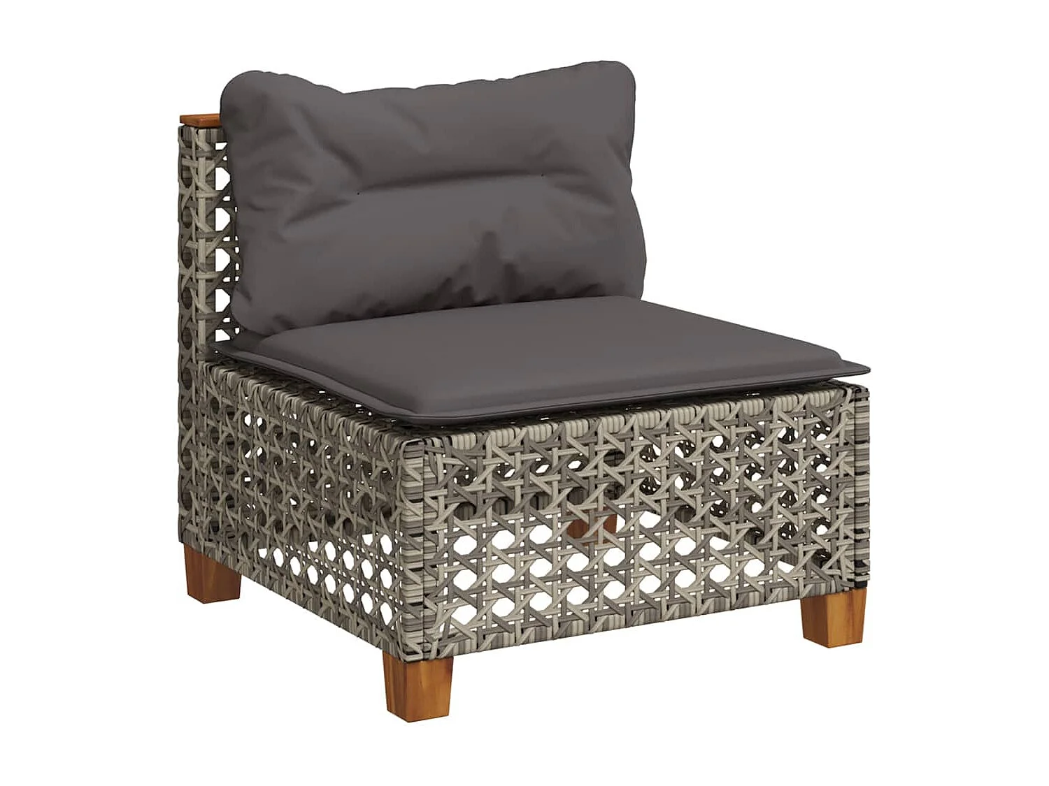 Gartensofa ohne Armlehnen mit Kissen Grau Poly Rattan
