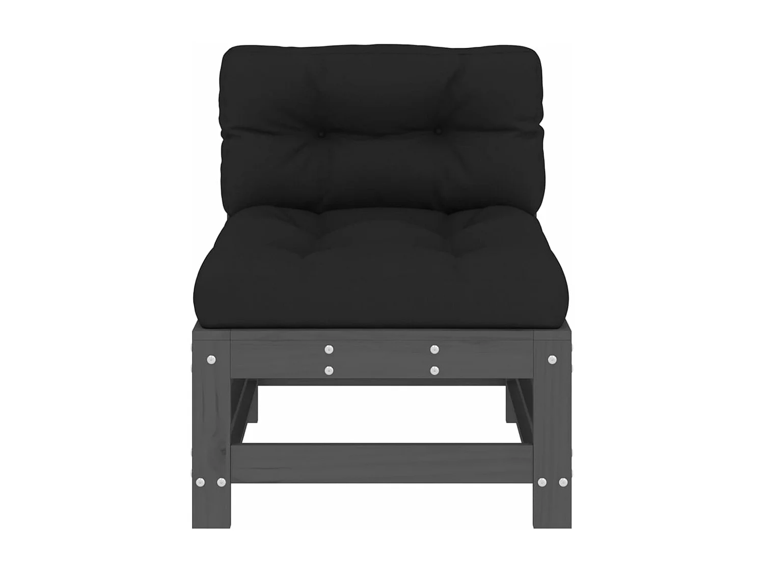 Canapés centraux avec coussins 2 pcs gris bois de pin massif