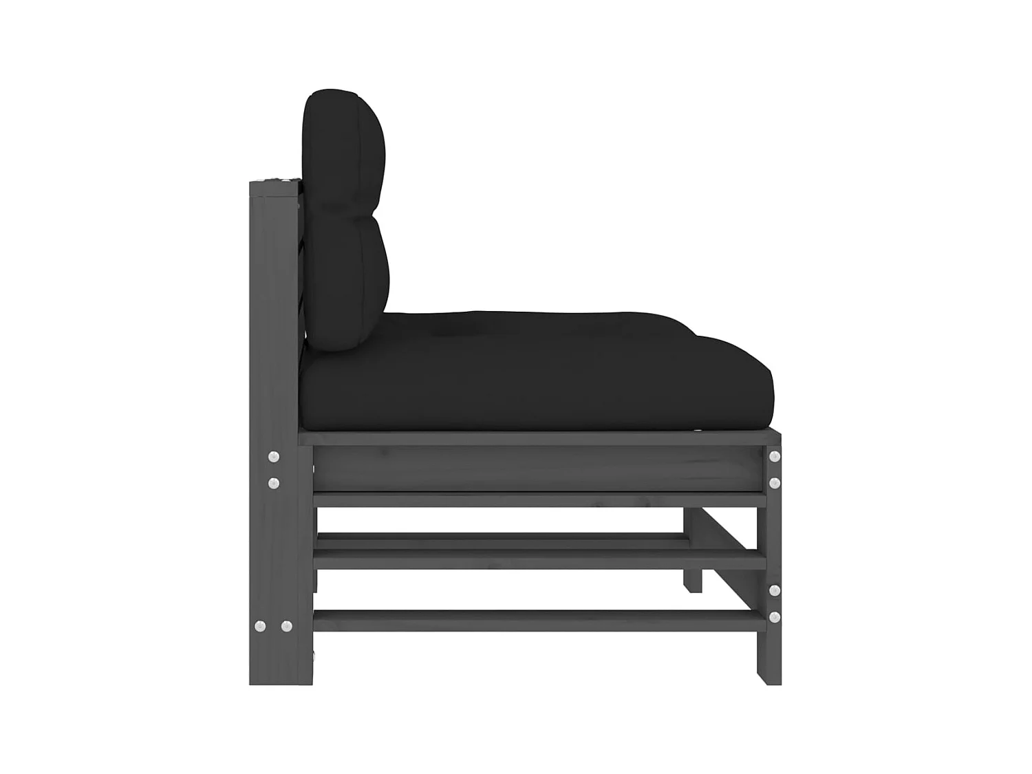 Canapés centraux avec coussins 2 pcs gris bois de pin massif