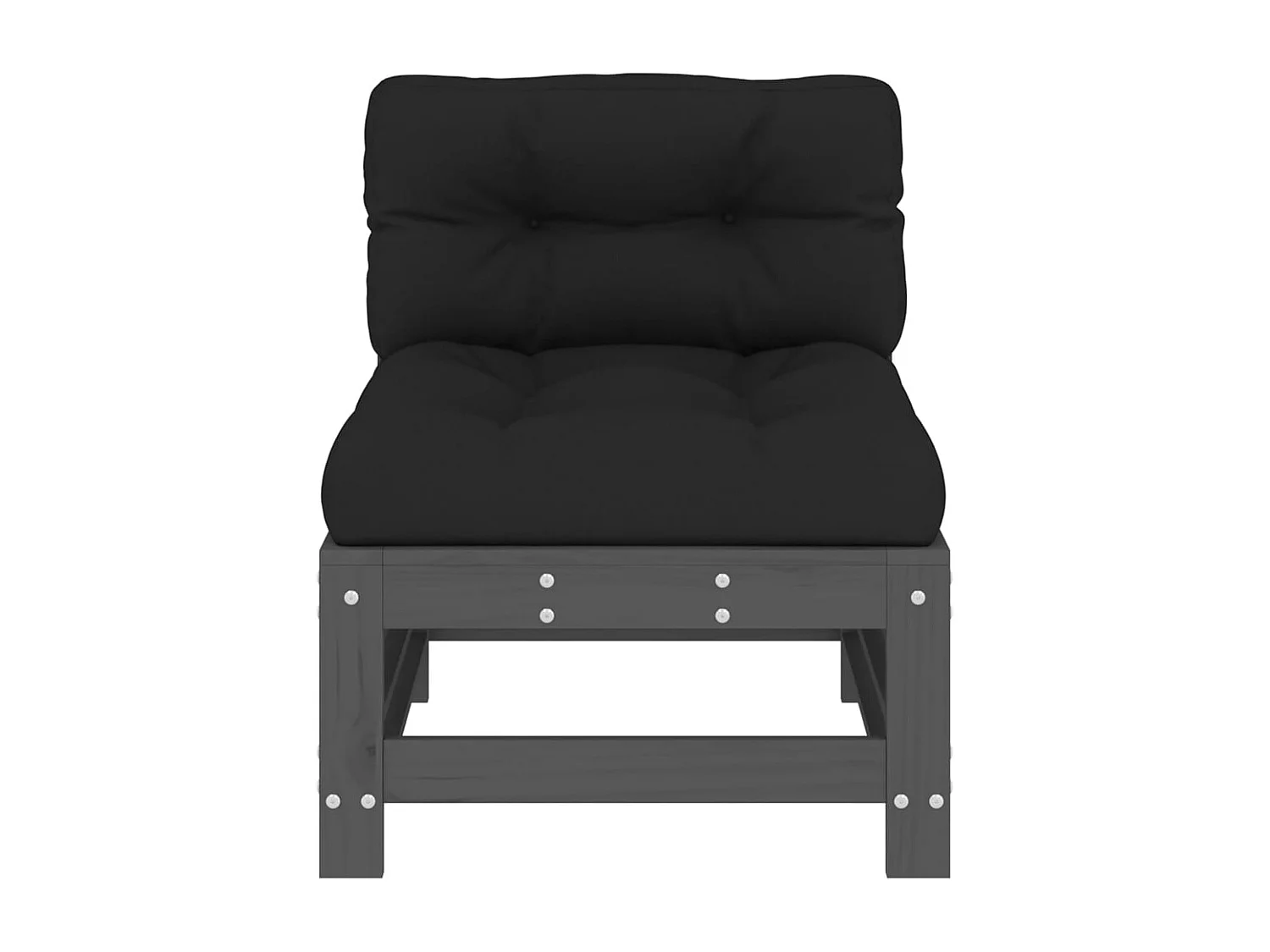 Canapés centraux avec coussins 2 pcs gris bois de pin massif