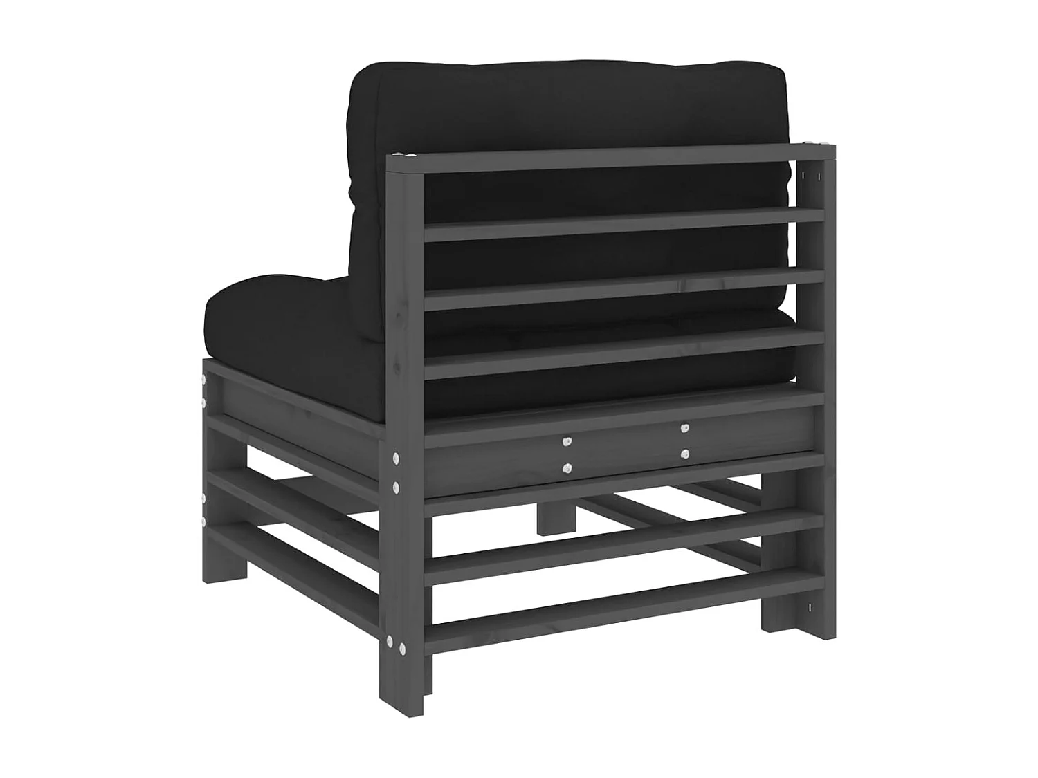 Canapés centraux avec coussins 2 pcs gris bois de pin massif