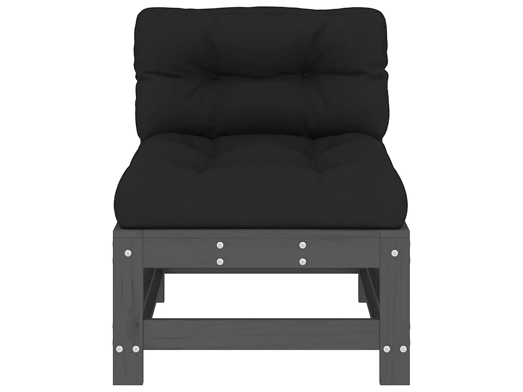 Sofás de centro com almofadões 2 pcs pinho maciço cinzento