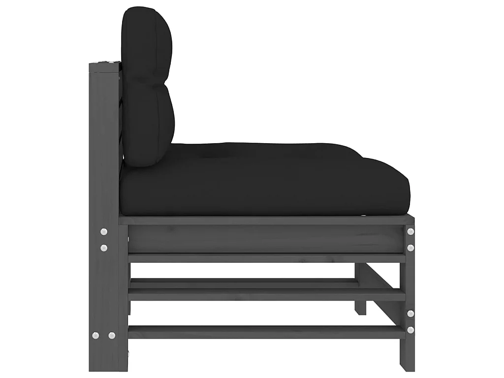 Sofás de centro com almofadões 2 pcs pinho maciço cinzento