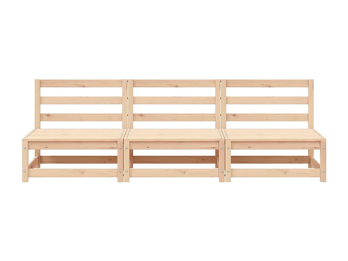 Gartensofas ohne Armlehnen 3 Stk. 70x70x67 cm Massivholz Kiefer