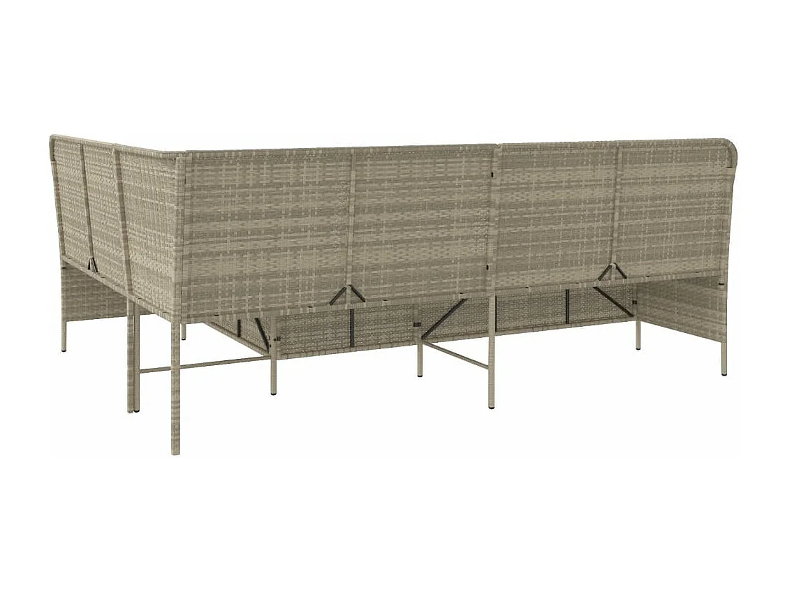 Gartensofa in L-Form mit Kissen Hellgrau Poly Rattan