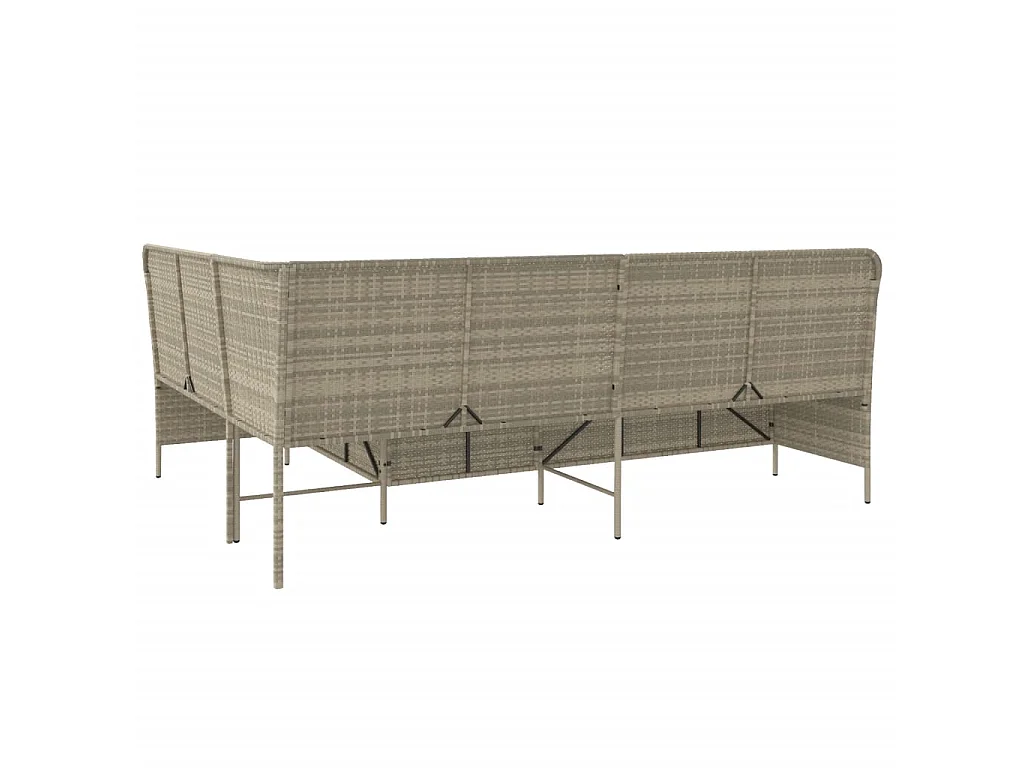 Tuinbank met kussens L-vormig poly rattan lichtgrijs