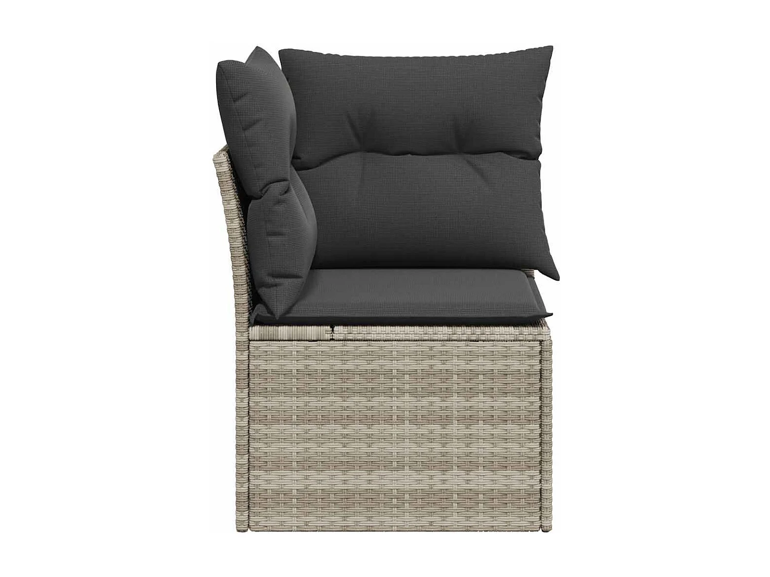 Tuinhoekbank met kussens poly rattan lichtgrijs