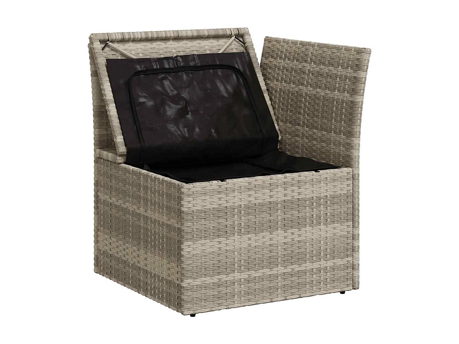 Tuinhoekbank met kussens poly rattan lichtgrijs