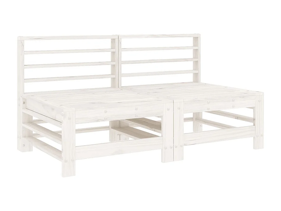 Canapés centraux de jardin 2 pcs blanc bois de pin massif