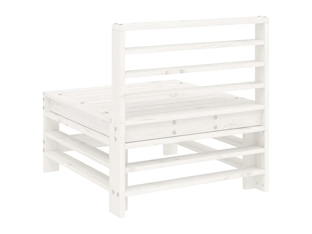 Canapés centraux de jardin 2 pcs blanc bois de pin massif