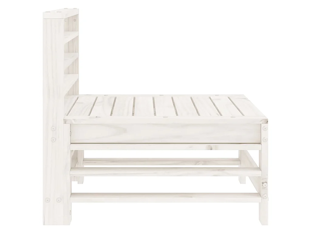 Canapés centraux de jardin 2 pcs blanc bois de pin massif