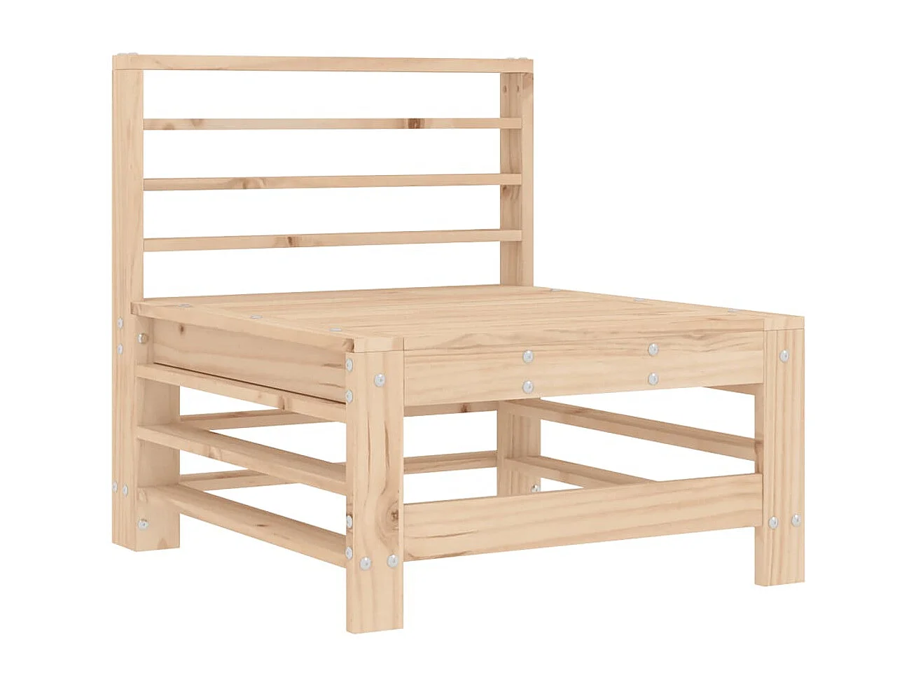 Canapé central avec coussins bois de pin massif