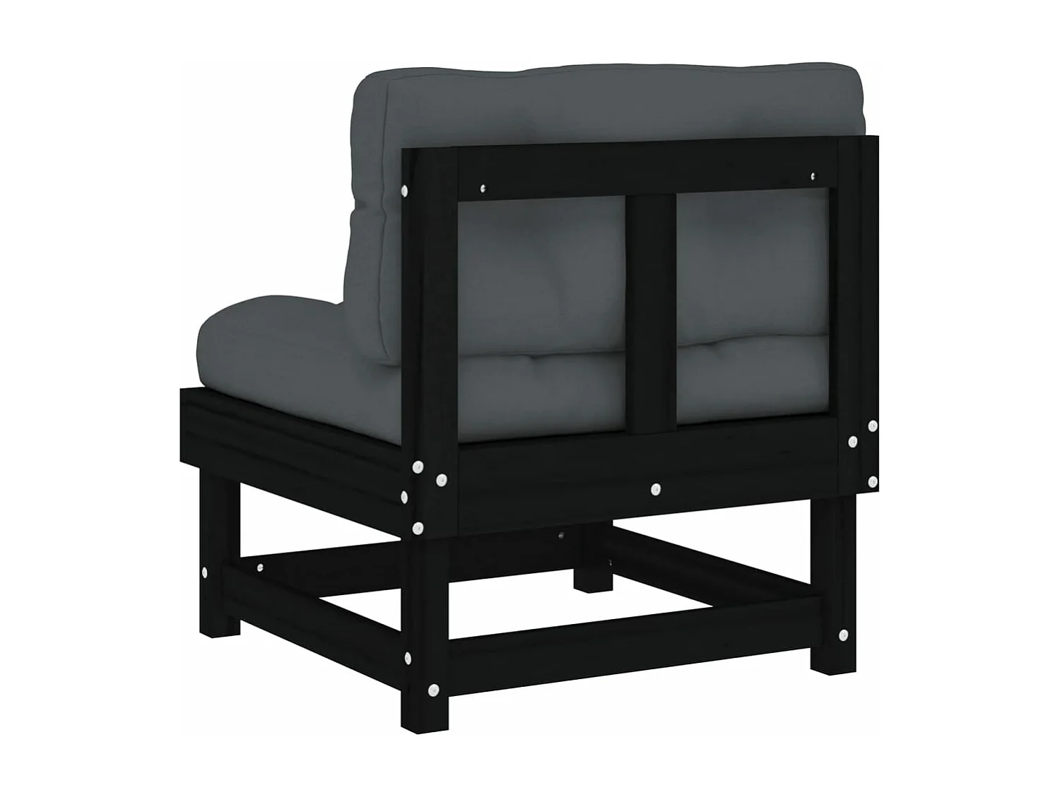 Divano Centrale con Cuscini in Legno Massello di Pino Nero