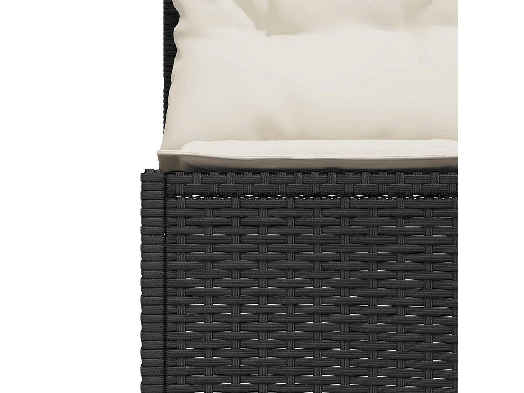 Tuinbank met kussens halfrond poly rattan zwart