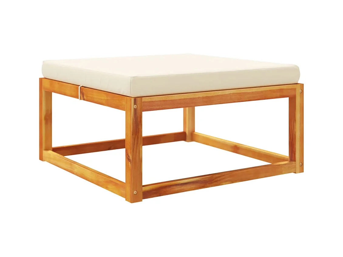 Repose-pied de jardin avec coussins bois massif d'acacia