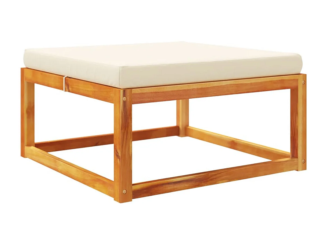 Repose-pied de jardin avec coussins bois massif d'acacia